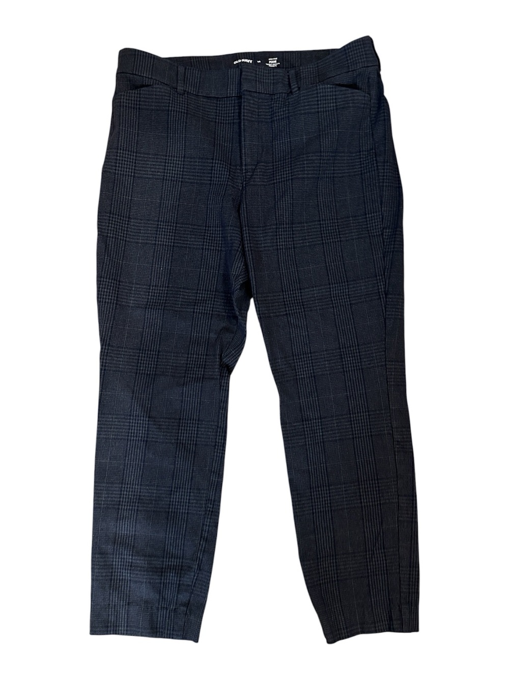 Old Navy Gray and Black Plaid Pixie Pants with hidden smoothing pockets.